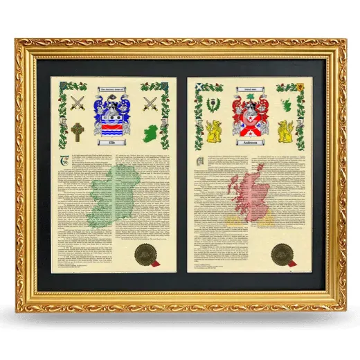 Double Armorial History Framed - Gold