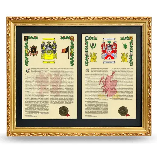Double Armorial History Framed - Gold