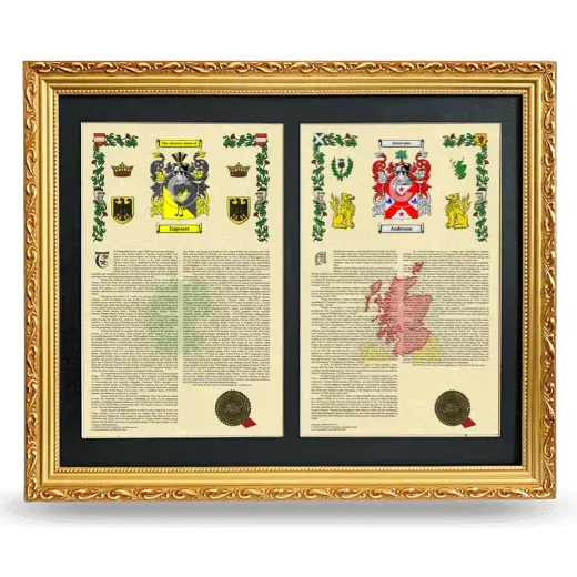 Double Armorial History Framed - Gold