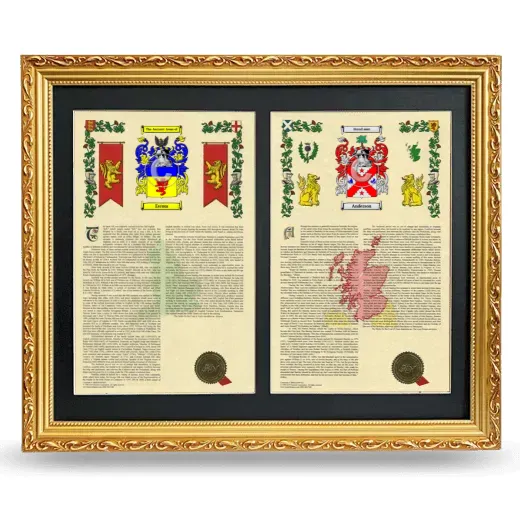 Double Armorial History Framed - Gold