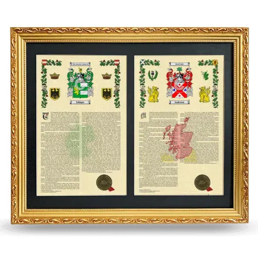 Double Armorial History Framed - Gold