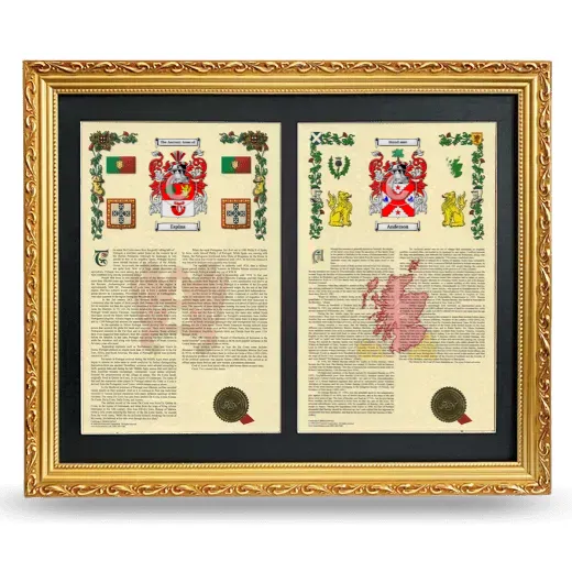 Double Armorial History Framed - Gold