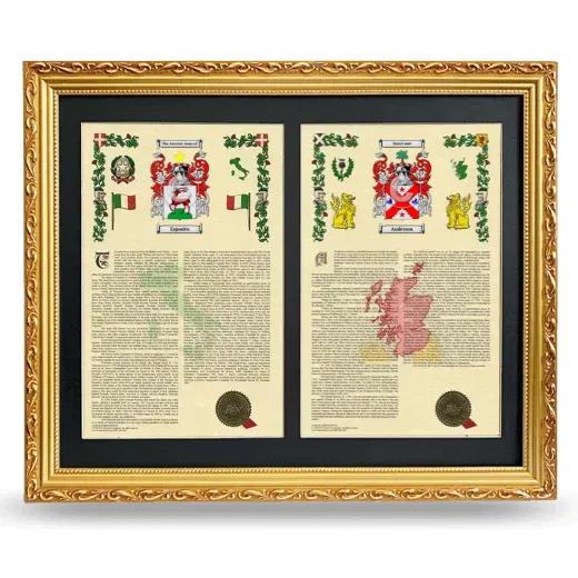 Double Armorial History Framed - Gold