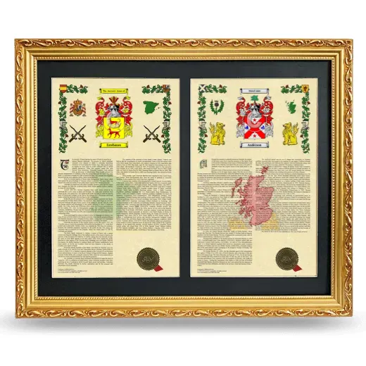 Double Armorial History Framed - Gold