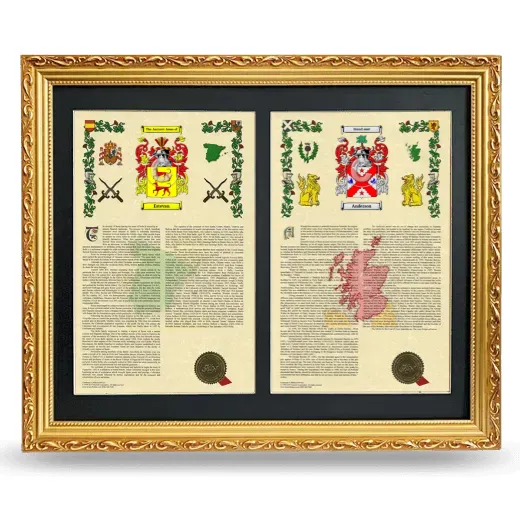 Double Armorial History Framed - Gold