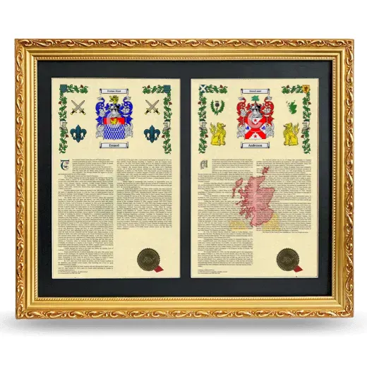 Double Armorial History Framed - Gold
