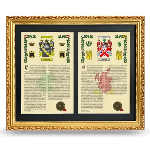 Double Armorial History Framed - Gold