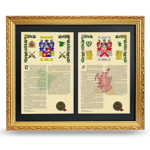 Double Armorial History Framed - Gold