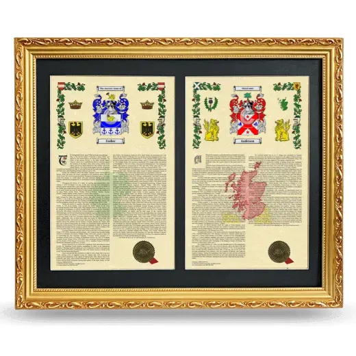 Double Armorial History Framed - Gold