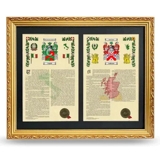 Double Armorial History Framed - Gold