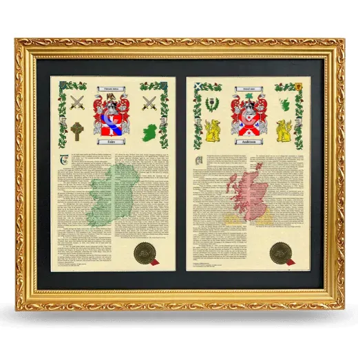 Double Armorial History Framed - Gold