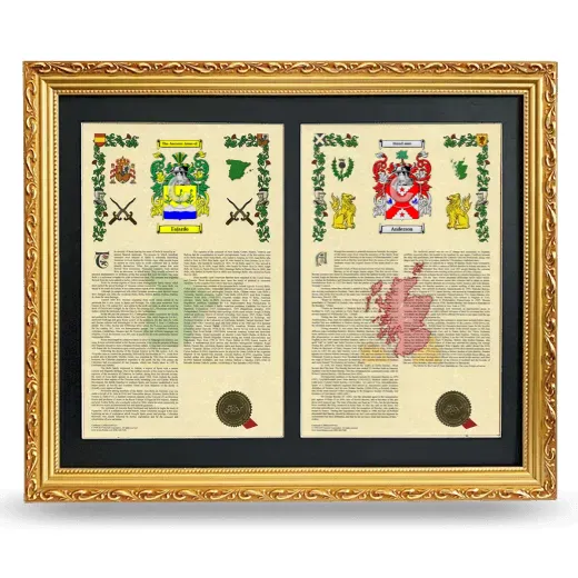 Double Armorial History Framed - Gold