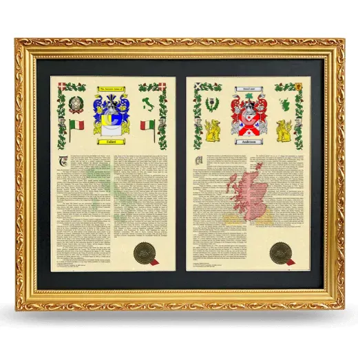Double Armorial History Framed - Gold