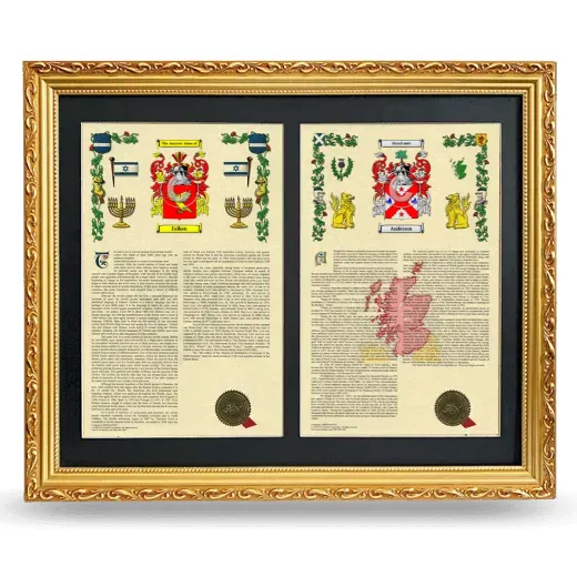 Double Armorial History Framed - Gold