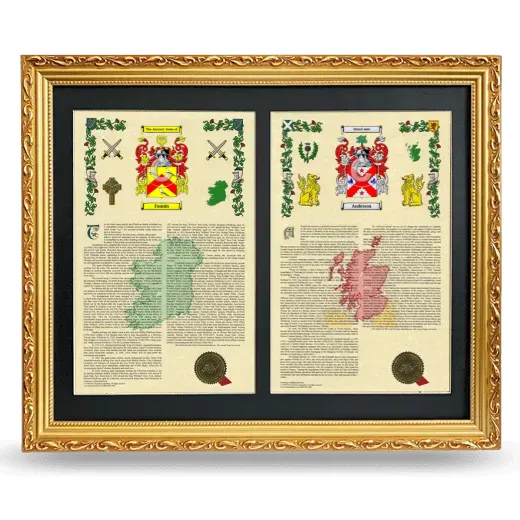 Double Armorial History Framed - Gold