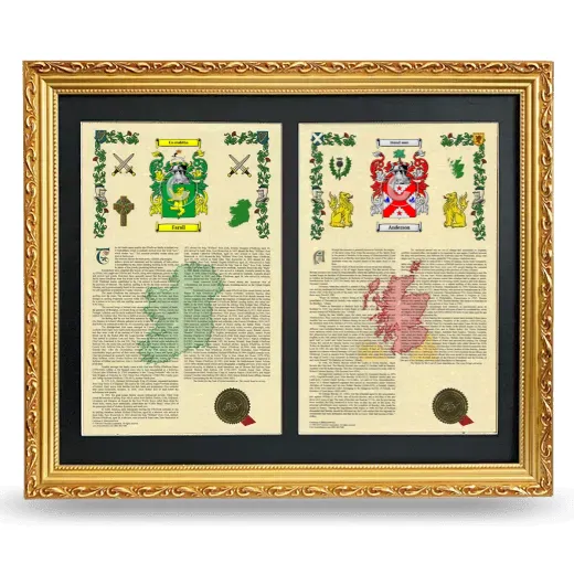 Double Armorial History Framed - Gold