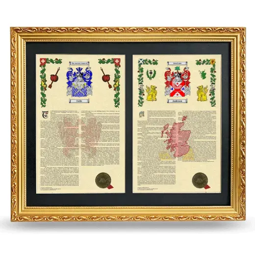 Double Armorial History Framed - Gold