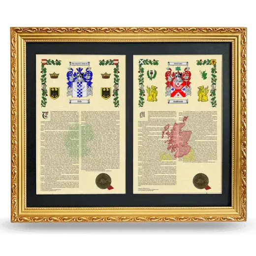 Double Armorial History Framed - Gold