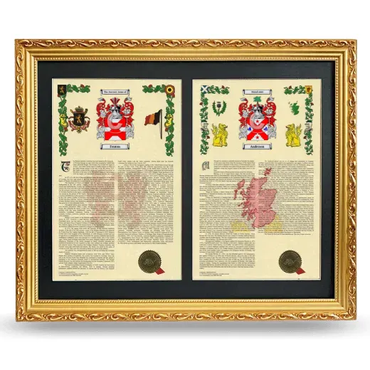 Double Armorial History Framed - Gold