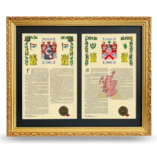 Double Armorial History Framed - Gold
