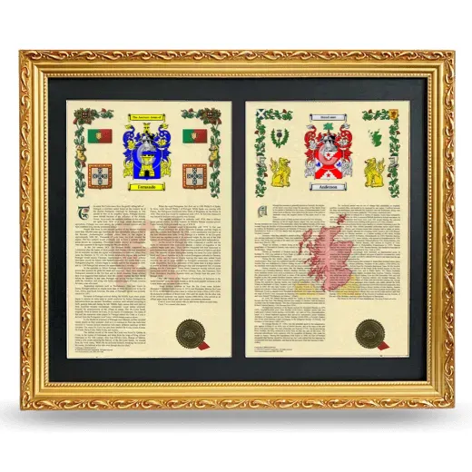 Double Armorial History Framed - Gold