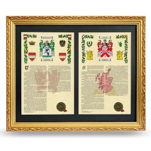 Double Armorial History Framed - Gold