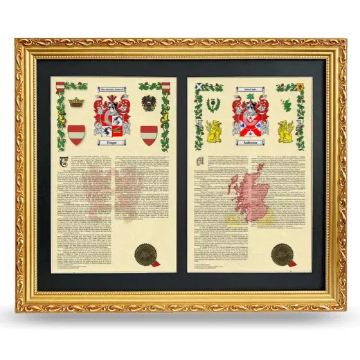 Double Armorial History Framed - Gold