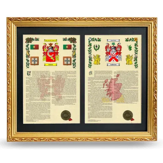 Double Armorial History Framed - Gold