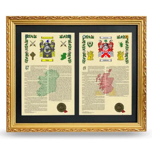 Double Armorial History Framed - Gold