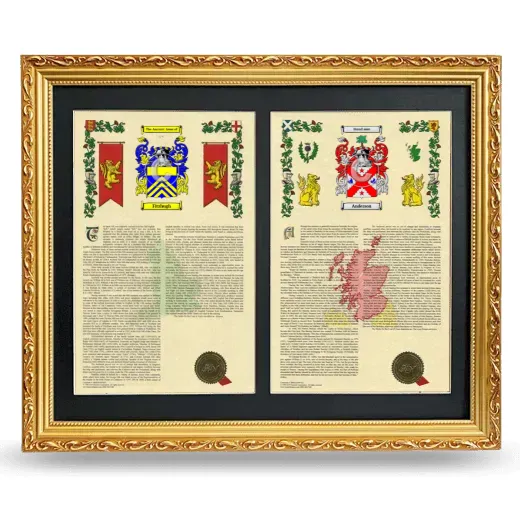 Double Armorial History Framed - Gold