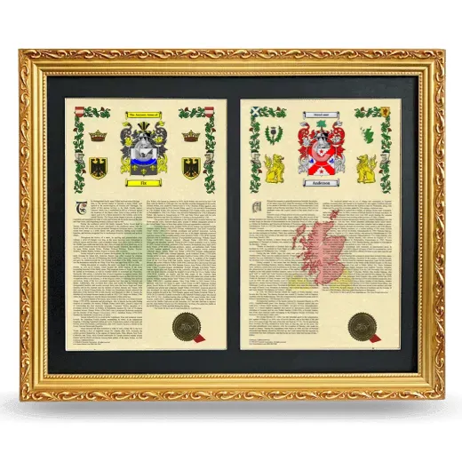 Double Armorial History Framed - Gold