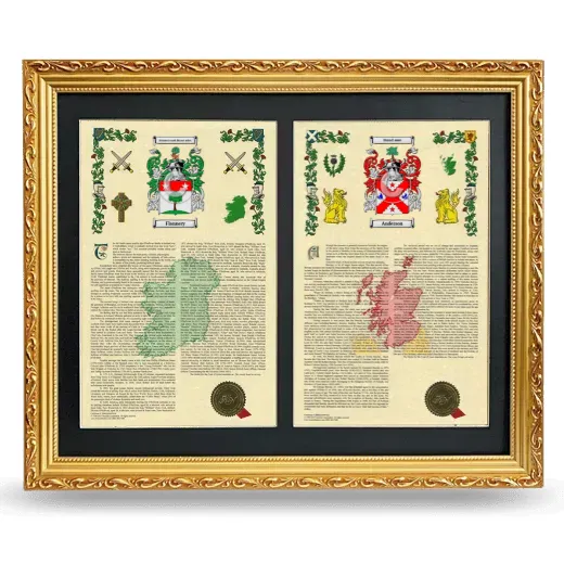 Double Armorial History Framed - Gold