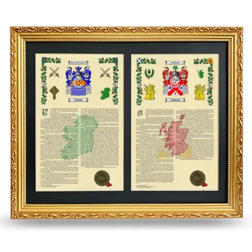 Double Armorial History Framed - Gold