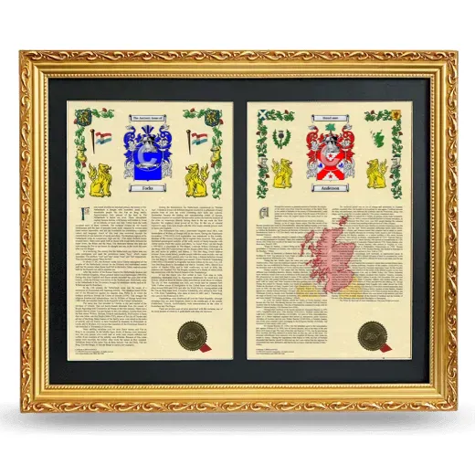 Double Armorial History Framed - Gold