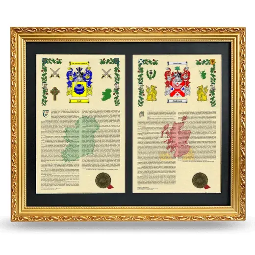 Double Armorial History Framed - Gold