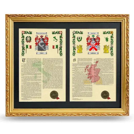 Double Armorial History Framed - Gold