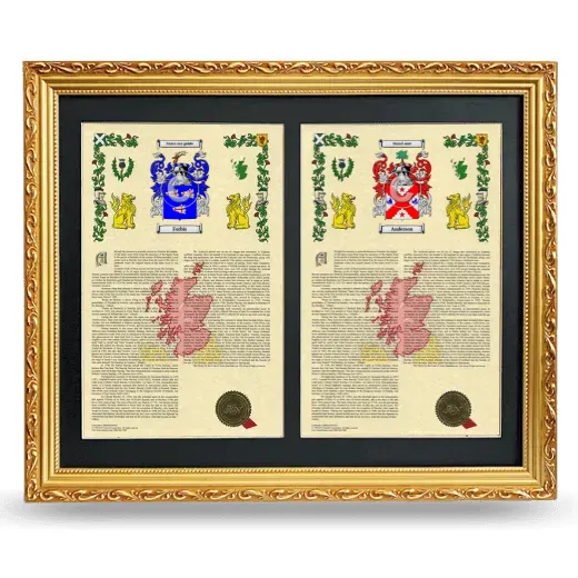 Double Armorial History Framed - Gold