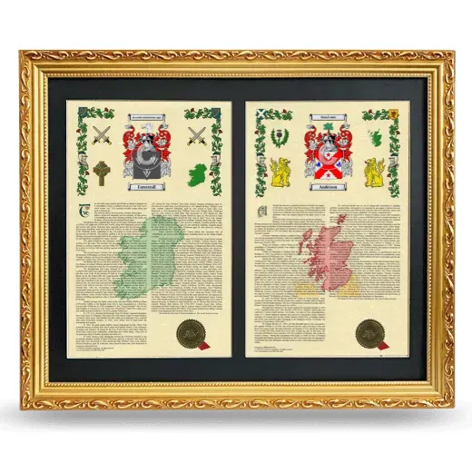 Double Armorial History Framed - Gold