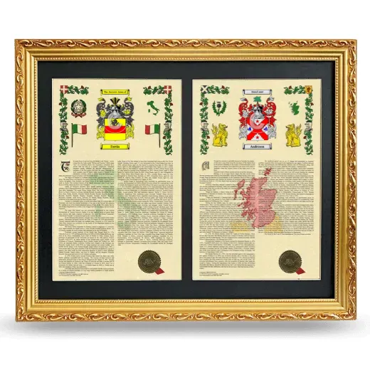 Double Armorial History Framed - Gold