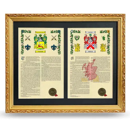 Double Armorial History Framed - Gold