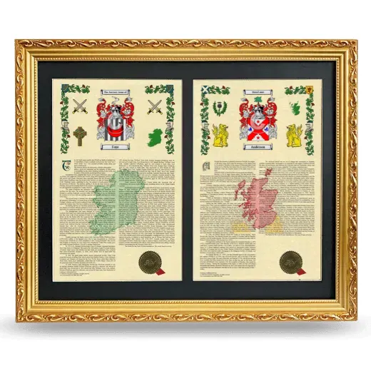 Double Armorial History Framed - Gold