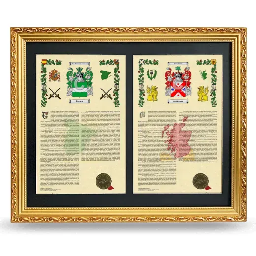 Double Armorial History Framed - Gold