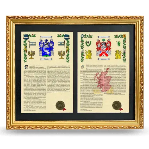Double Armorial History Framed - Gold
