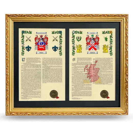 Double Armorial History Framed - Gold
