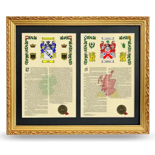 Double Armorial History Framed - Gold