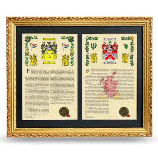 Double Armorial History Framed - Gold