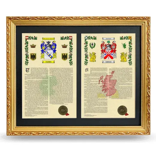 Double Armorial History Framed - Gold