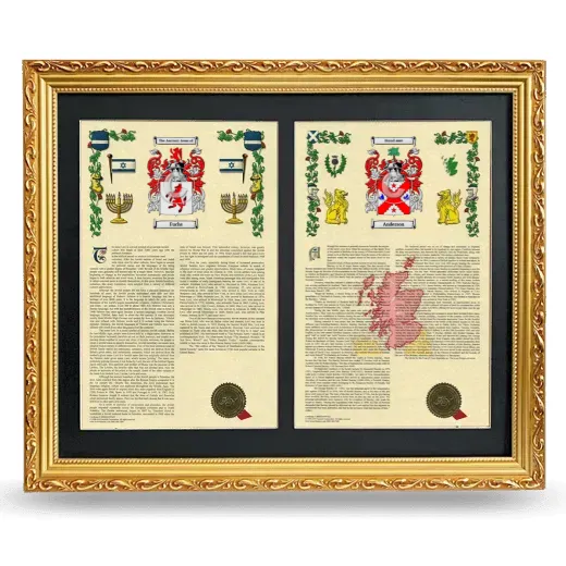 Double Armorial History Framed - Gold
