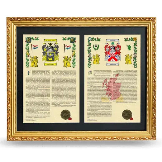 Double Armorial History Framed - Gold