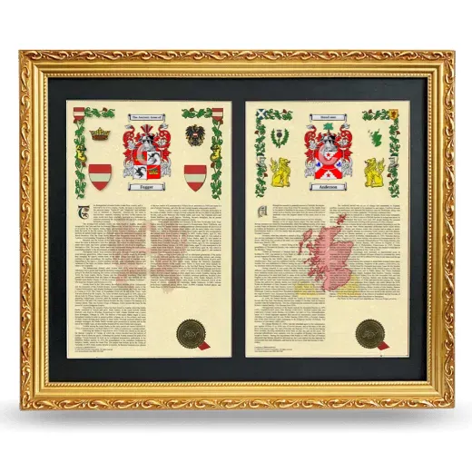 Double Armorial History Framed - Gold